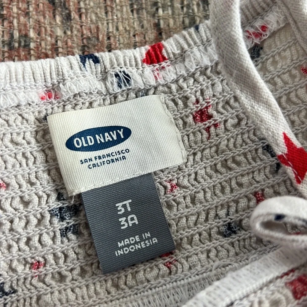 Old Navy Toddler Gile White Linen Dress with Star Print Size 3t